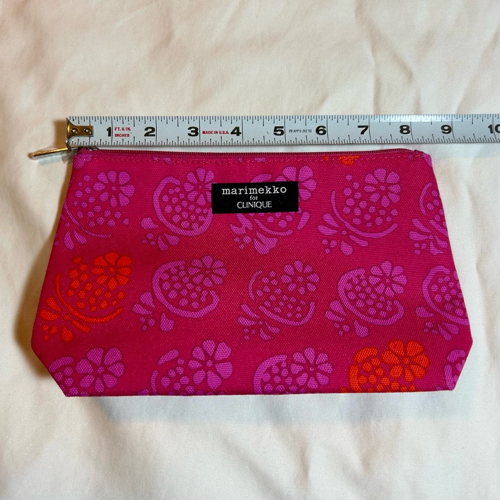Marimekko x Clinique hot pink cosmetic bag